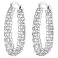 thumbnail image 1 of Peermont Elegant White Gold-Plated Cable Link Hoop Earrings with Clip-Back Closures, 1 of 5
