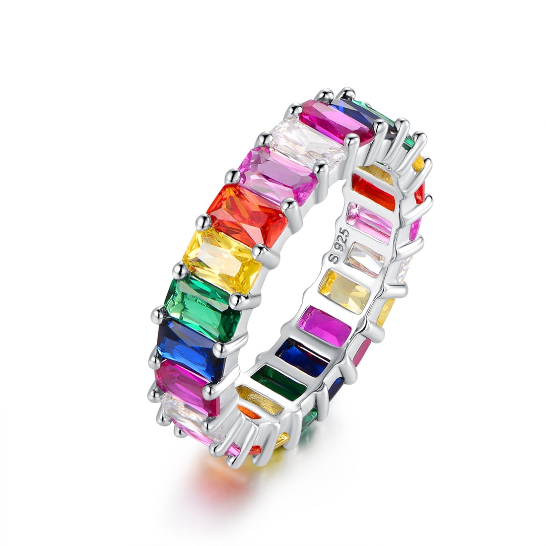 Peermont Peermont 18k White Gold Plated EmeraldCut Multi Colored