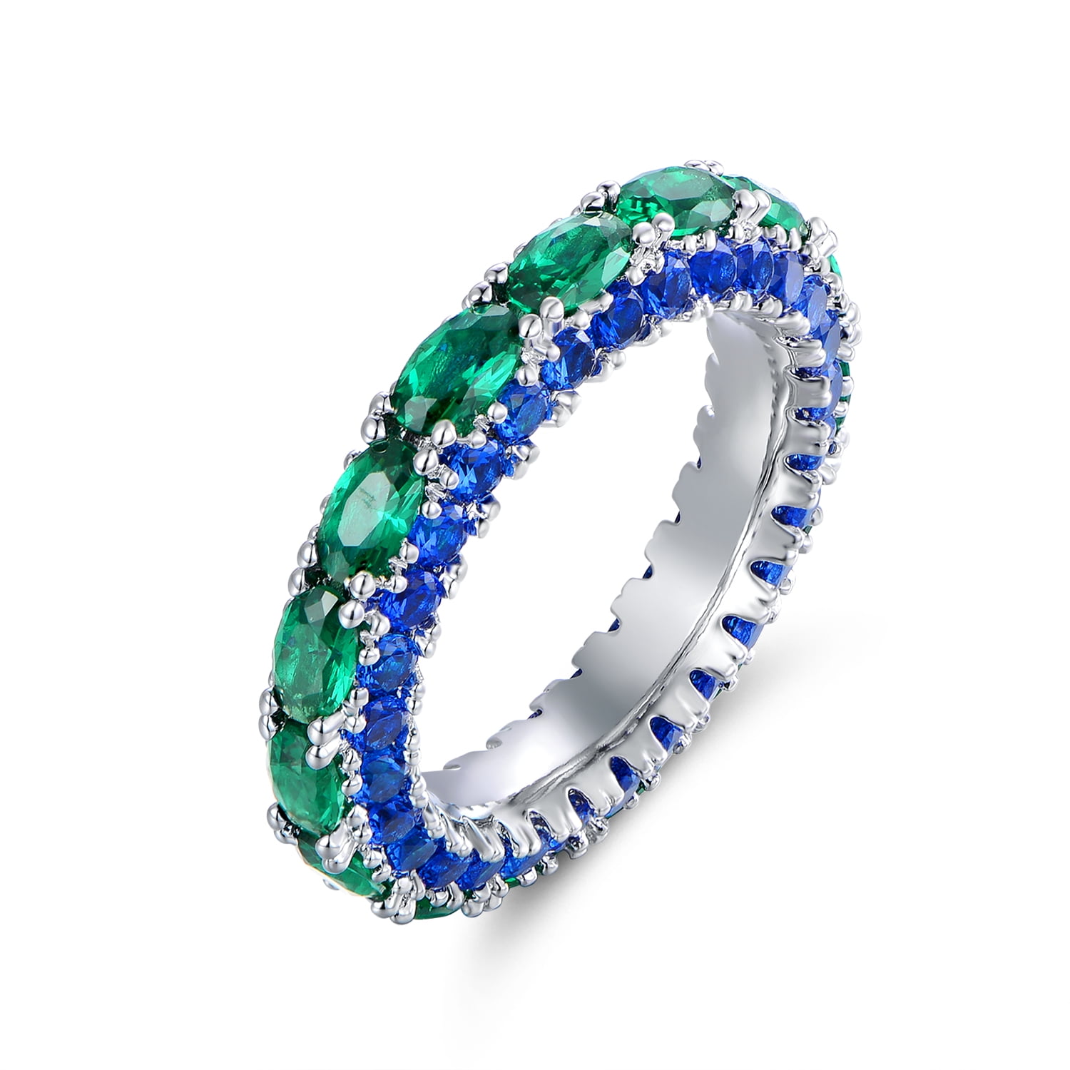 Sapphire and emerald eternity deals ring