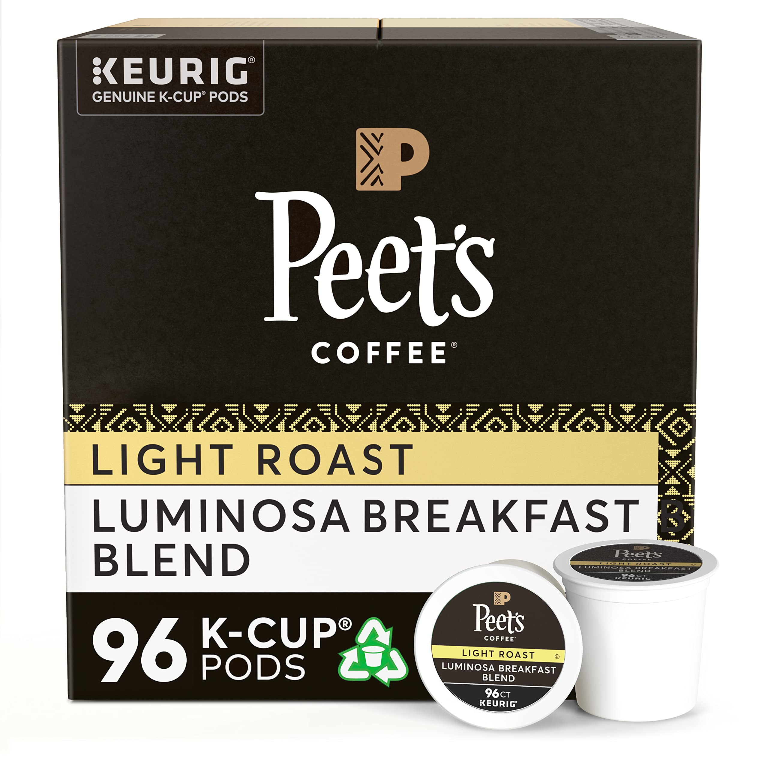 Peet's Coffee, Light Roast K-Cup Pods for Keurig Brewers - Luminosa Breakfast Blend 96 Count (4 Boxes of 24 K-Cup Pods)