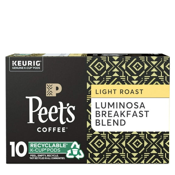 PeetS Coffee Luminosa Breakfast Blend K-Cup Coffee Pods For Keurig Brewers, Light Roast, 10 Pods
