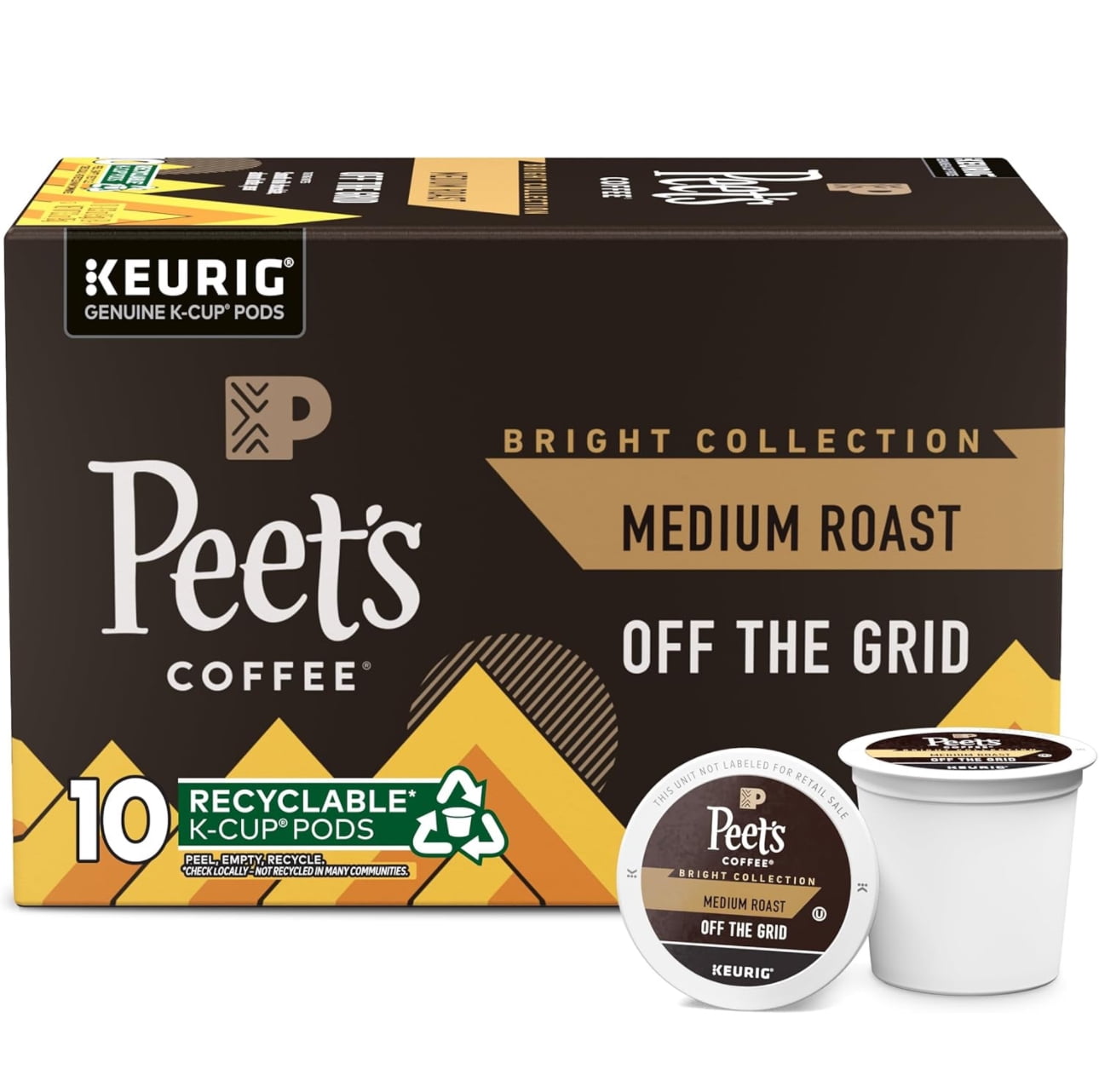 Peet,S Coffee, Medium Roast K-Cup Coffee Pods For Keurig Coffee Machines - Off The Grid, 10 Count (1 Box Of 10 K-Cup Pods)