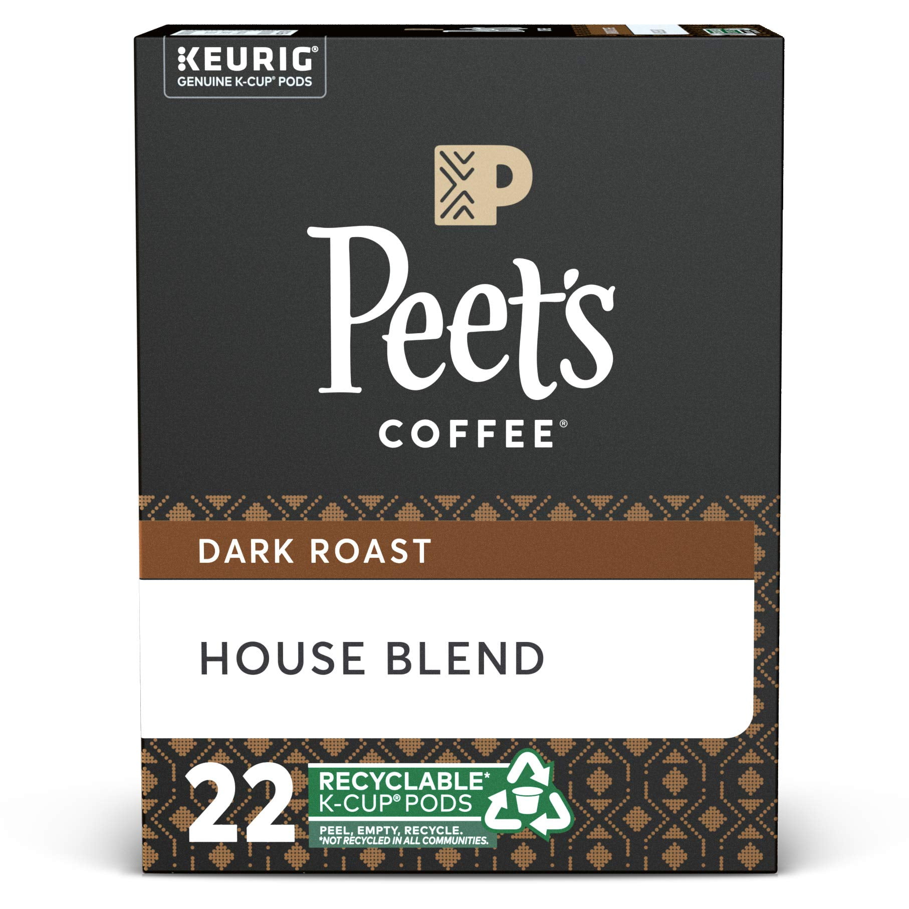 Peets Coffee House Blend, Dark Roast, K-Cup Coffee Pods For Keurig Coffee Maker, 22 Count (Pack Of 1)