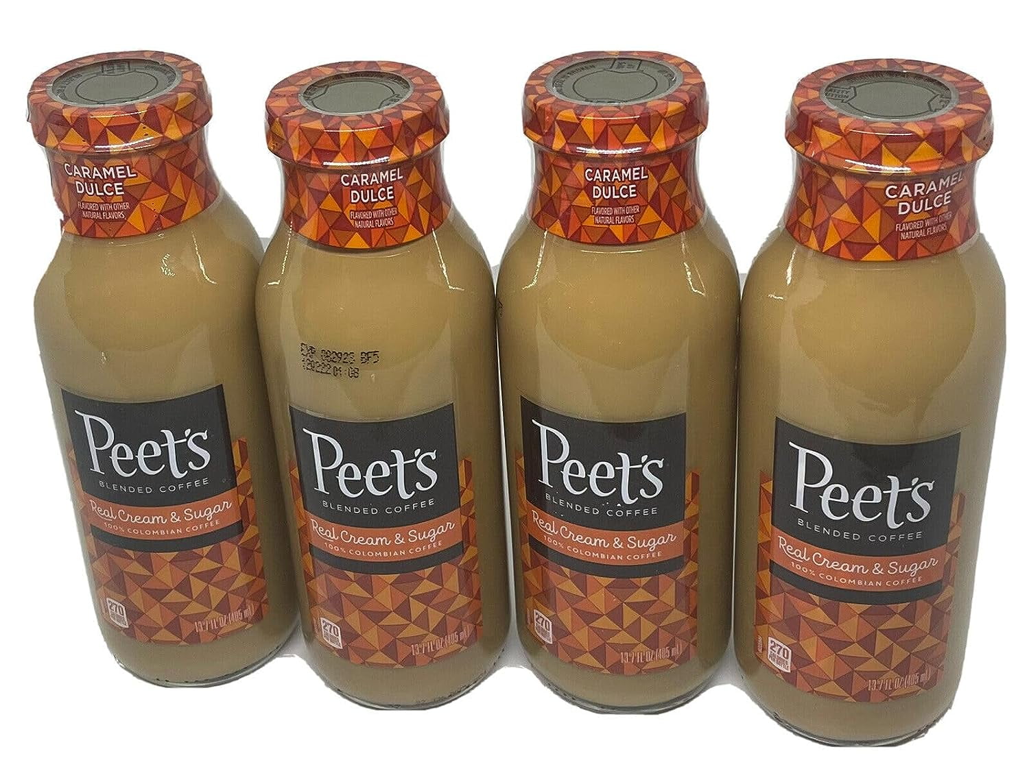 Peet's Caramel Dulce Coffee Glass Bottle Drinks, Pack of 4, 13.7oz each