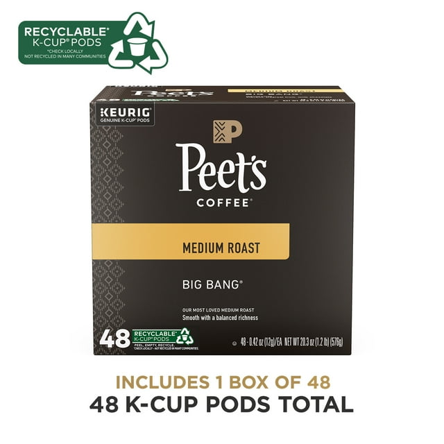 Peet's Coffee Big Bang KCup Coffee Pods, Premium Medium Roast, 100