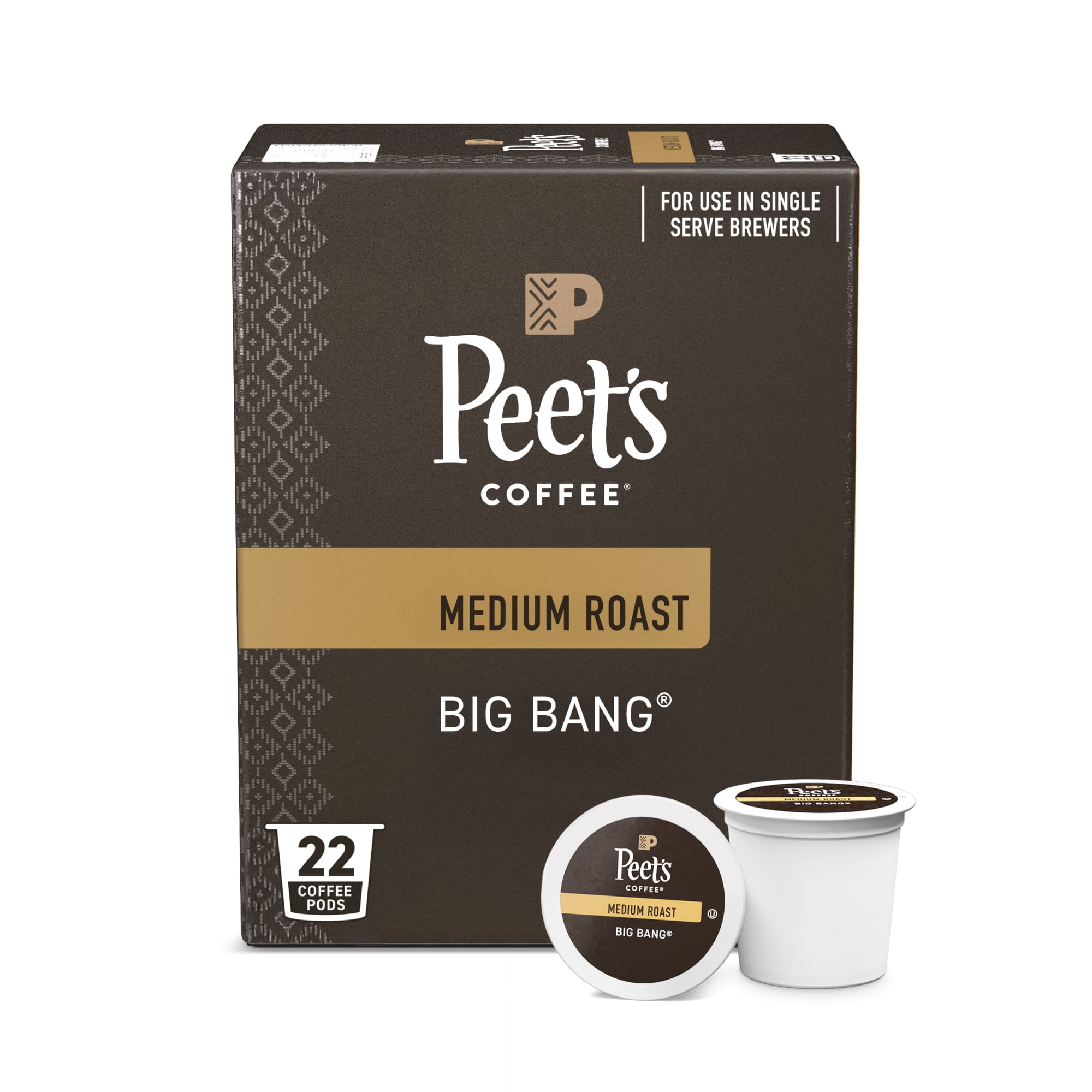 Peet's Coffee Big Bang Premium Medium Roast Keurig K-Cup Coffee Pods, 22 Count