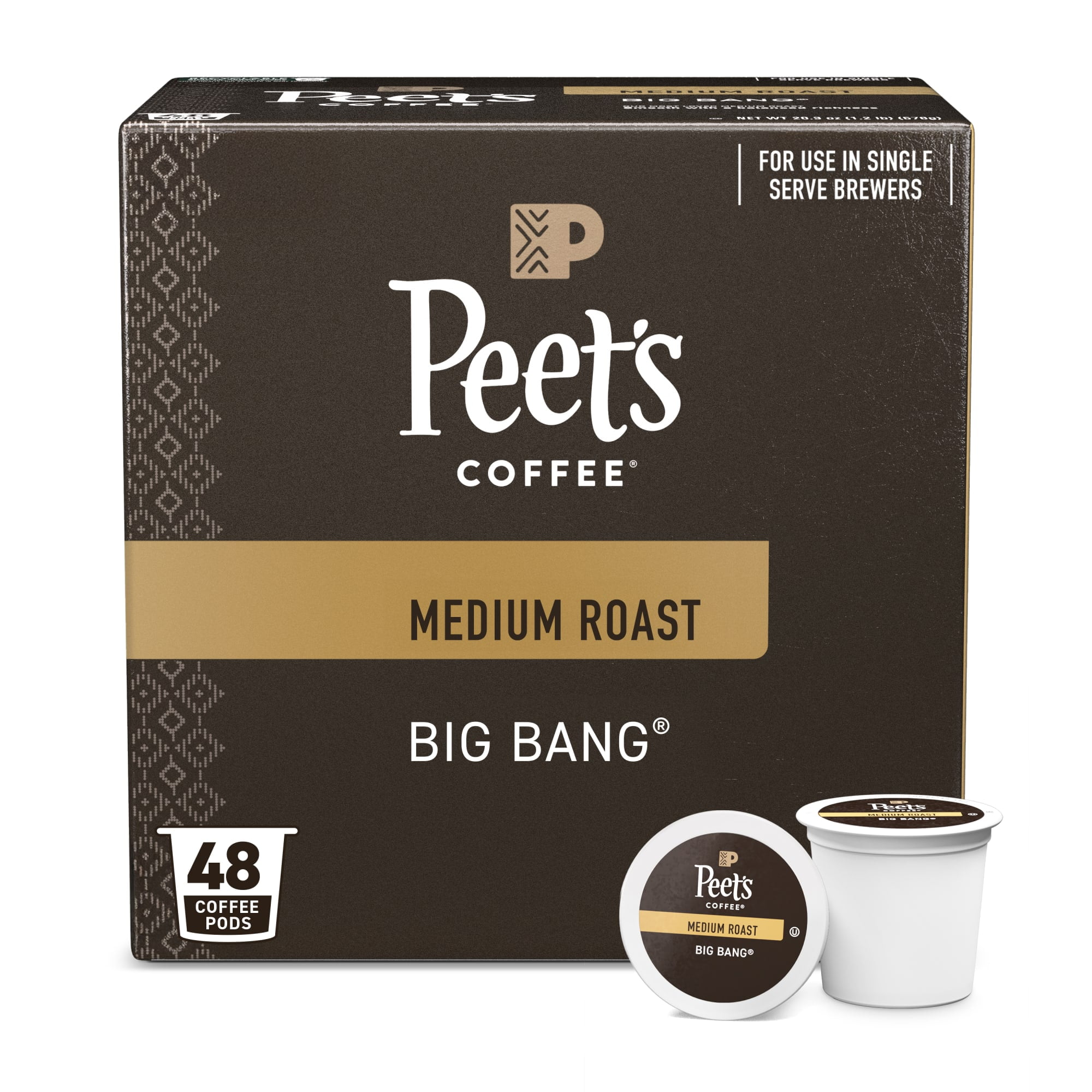Peet's Coffee Big Bang Premium Medium Roast Single Serve Coffee Pods, 48 Count