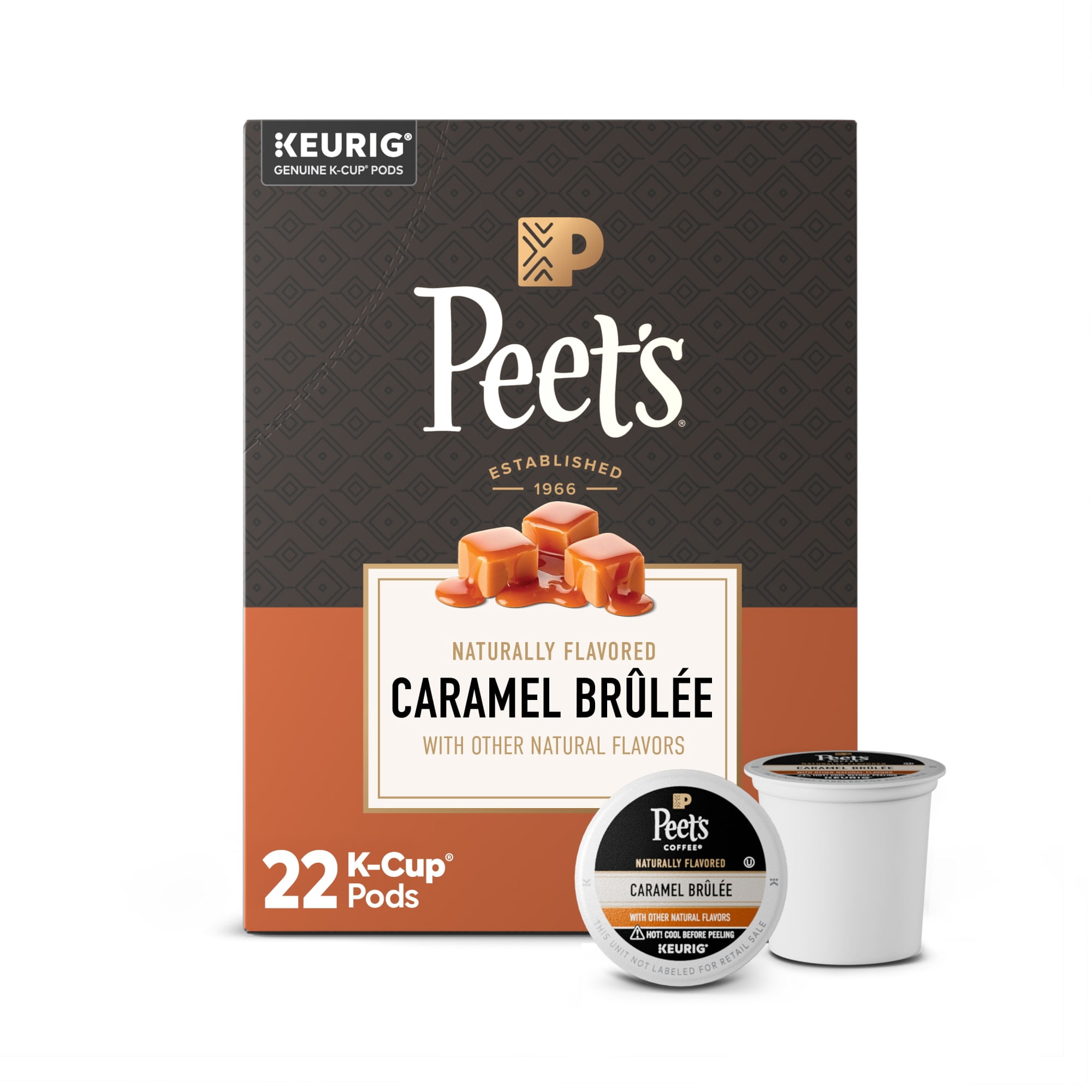 Peet's Coffee Caramel Brulee Flavored Premium Light Roast Keurig K-Cup Coffee Pods, 22 Count