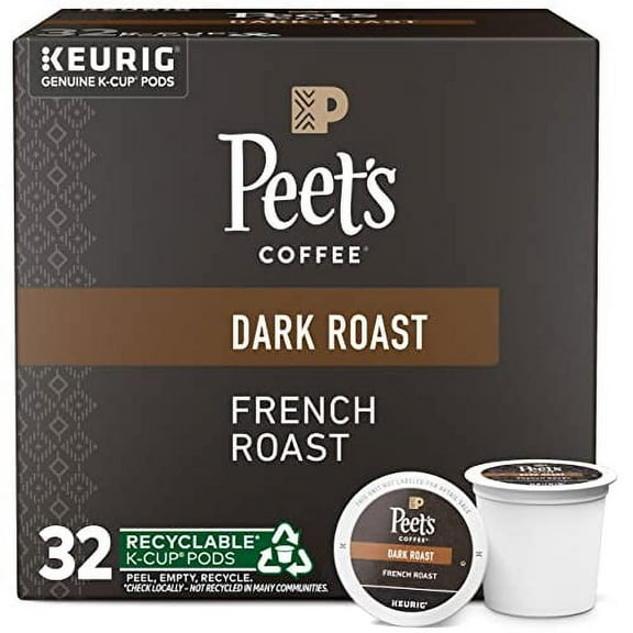 Peet's Coffee, Dark Roast .. K-Cup Pods for Keurig .. Brewers - French Roast .. 32 Count (1 Box .. of 32 K-Cup Pods)