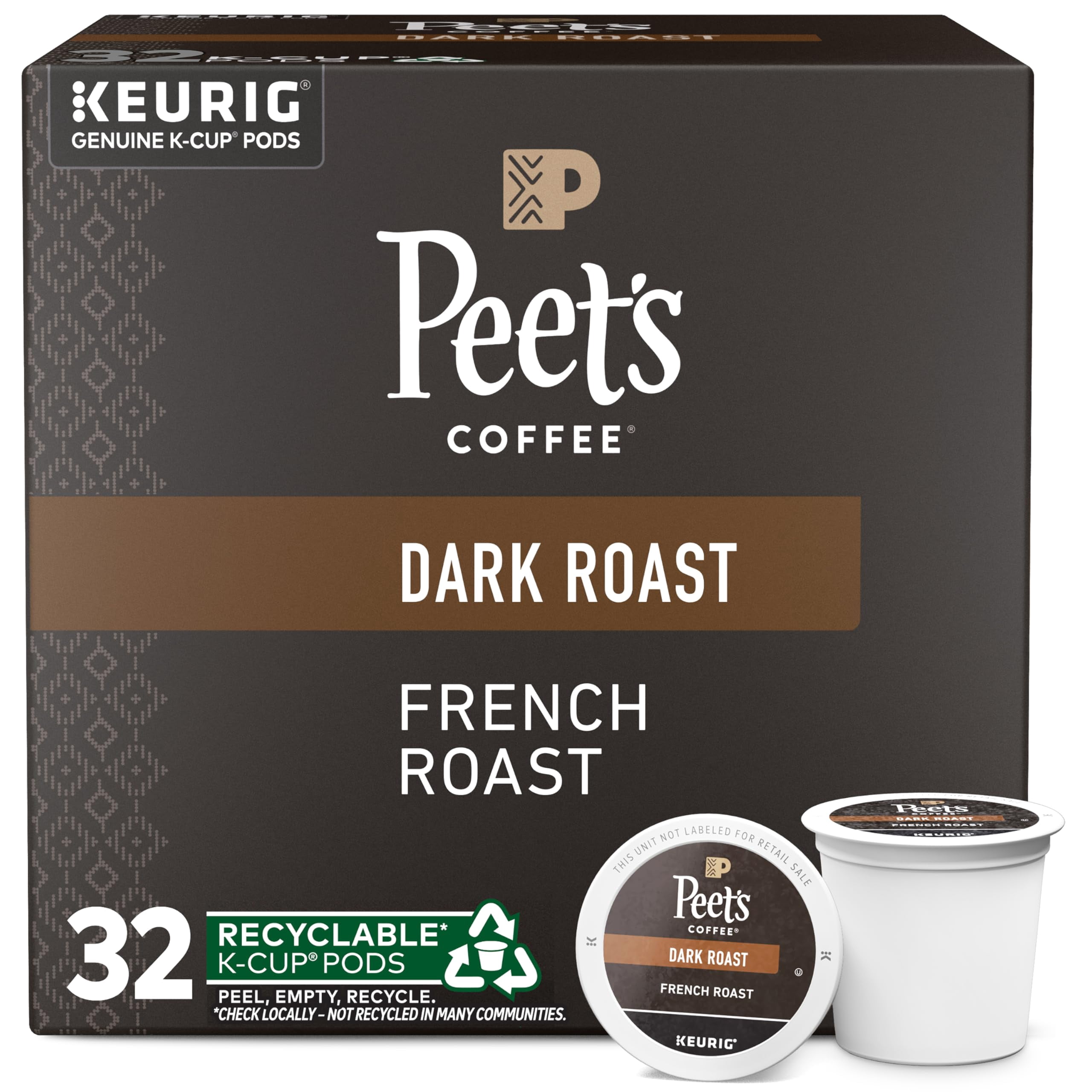 Peet,S Coffee, Dark Roast K-Cup Pods For Keurig Brewers - French Roast 32 Count (1 Box Of 32 K-Cup Pods)