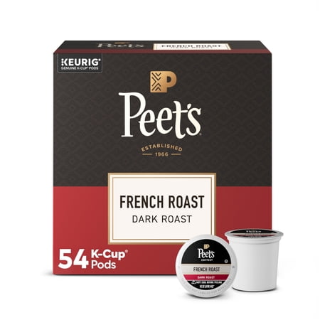 Peet's Coffee French Roast Premium Dark Roast Single Serve Coffee Pods, 54 Count