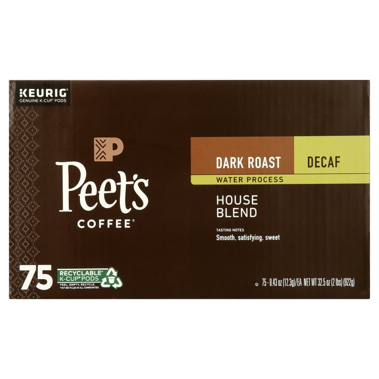 Peet s Coffee Decaf Dark Roast K Cups House Blend 75 ct