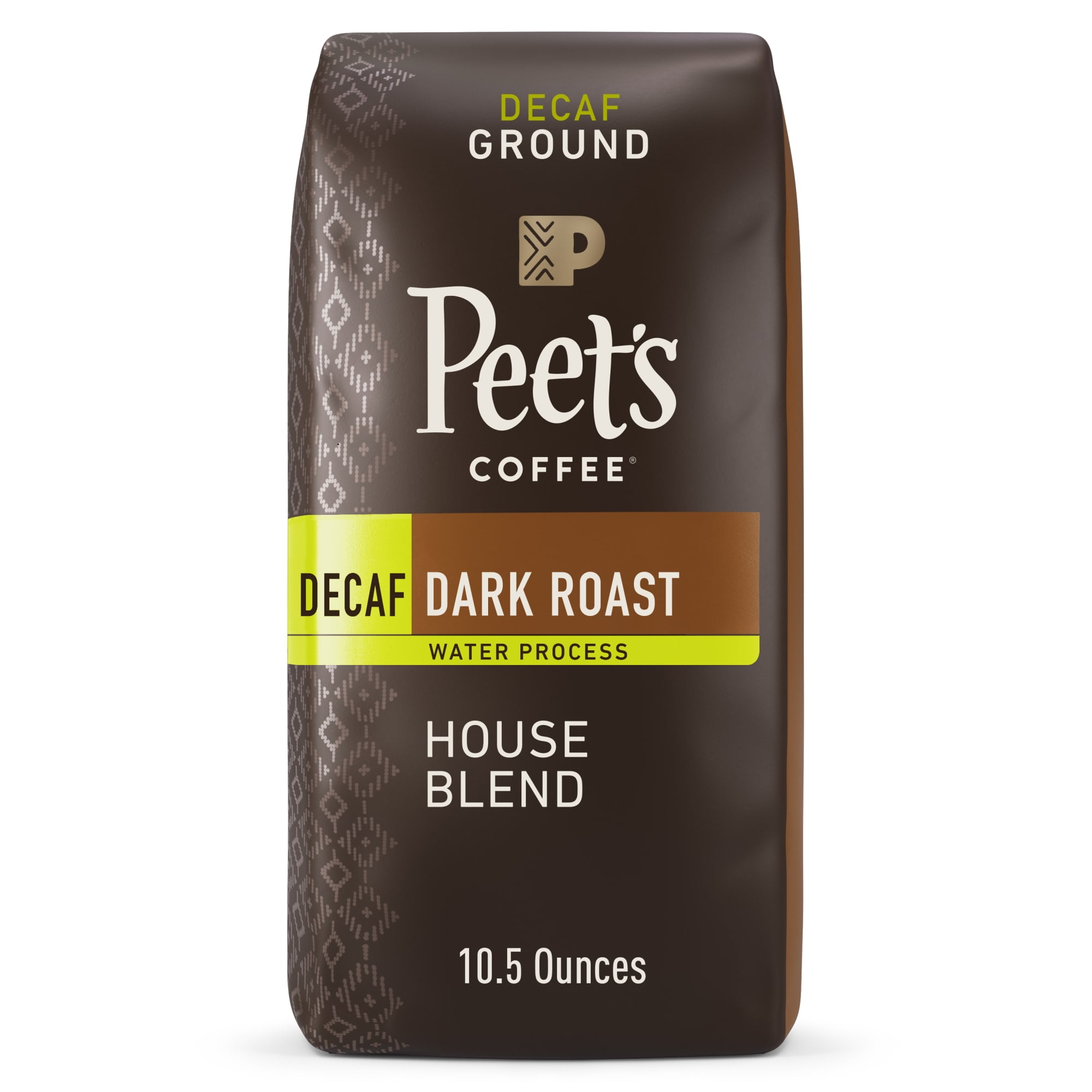 Peet's Coffee Decaf House Blend Premium Dark Roast Ground Coffee, Arabica, 10.5 oz