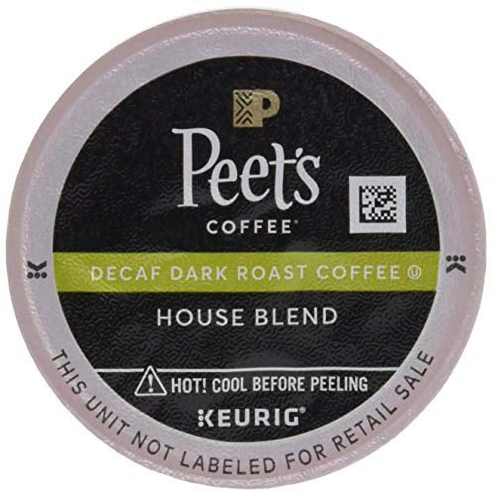 Peet's Coffee Decaf House Blend K Cup Coffee Pods for Keurig Brewers, Dark Roast, 10 Pods, 4.3