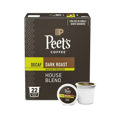 Peet's Coffee Decaf House Blend Premium Dark Roast Single Serve Coffee Pods, 22 Count