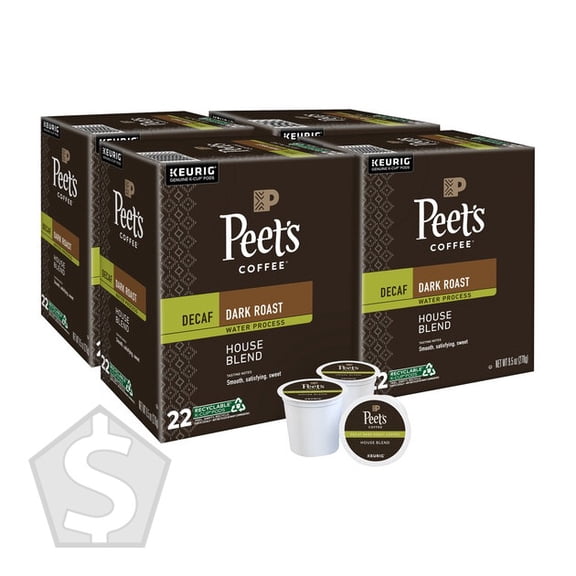 Peet's Coffee Decaf House Blend Single Serve Keurig K-Cup Pods - 88/Case