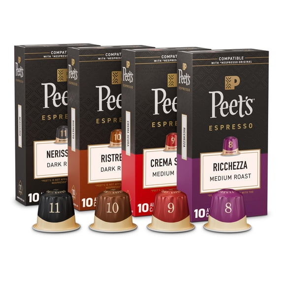 Peet’s Coffee Medium and Dark Roast Espresso Coffee Pods Variety Pack, 40 Count