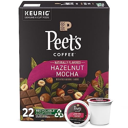 Peet's Coffee Flavored KCup Pods, Hazelnut Mocha (22 Count) Single