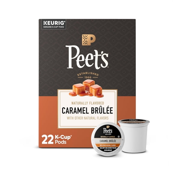 Peet's Coffee, Flavored Light Roast Keurig K-Cup Pods, Arabica Coffee, Natural Flavors - Caramel Brulee 22 Count (1 Box of 22 Pods)