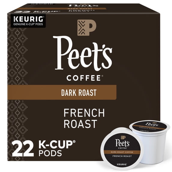 Peet's Coffee French Roast K-Cup Pods – 12 Count – Bold, Smoky, Dark Roast Coffee for Keurig Brewers