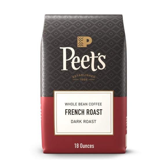 Peet's Coffee French Roast Premium Dark Roast Whole Bean Coffee, Arabica, 18 oz
