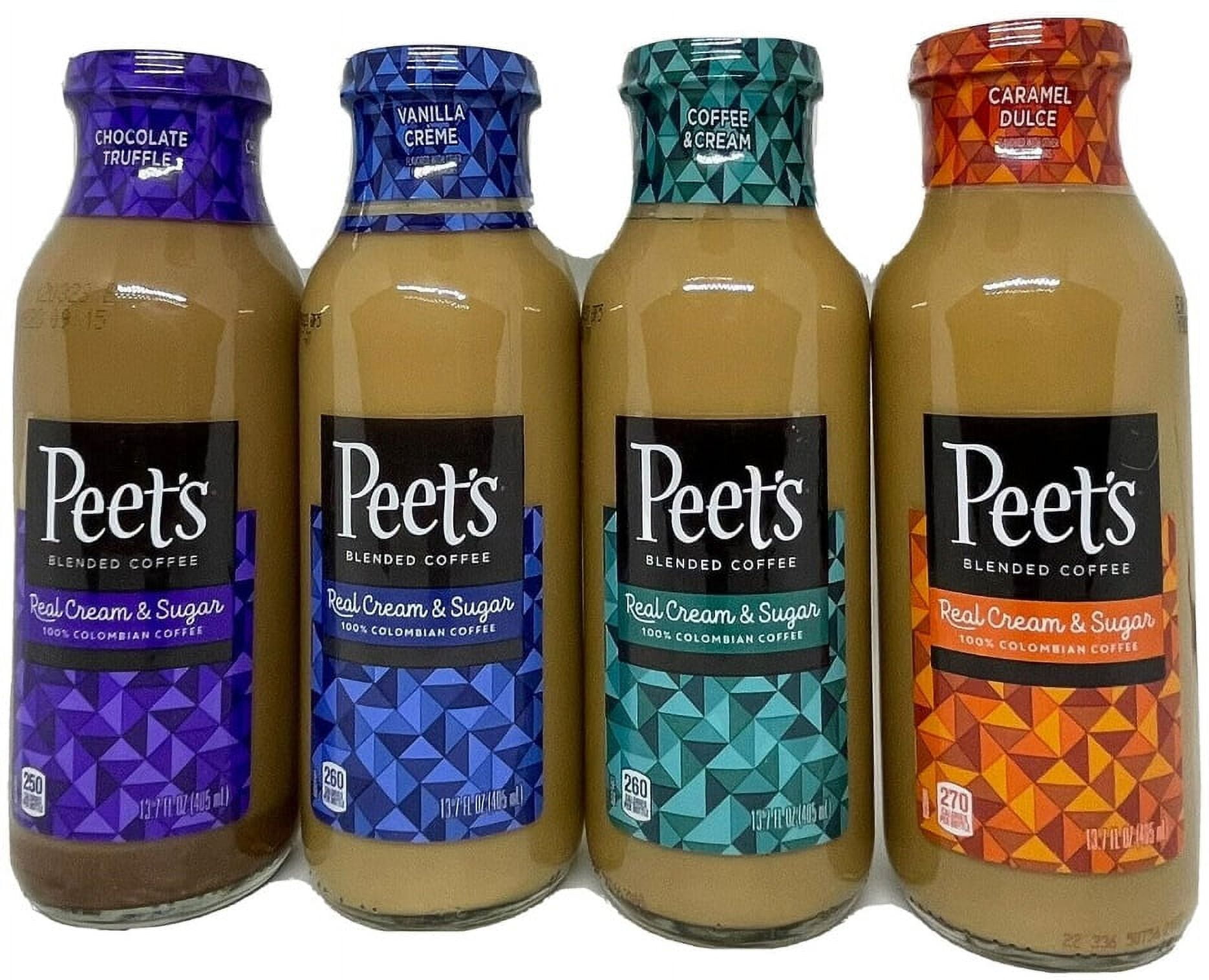 Peet's Coffee Glass Bottle Variety Pack of 4, Peet's Chocolate Truffle