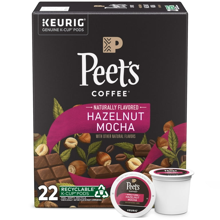 茶 mmm Peet's Coffee Hazelnut Mocha Flavored K-Cup Pods, Single Origin