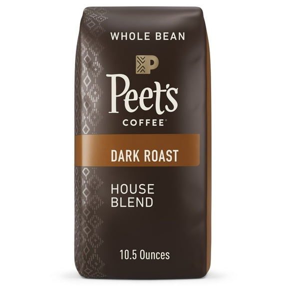 Peet's Coffee House Blend Premium Dark Roast Whole Bean Coffee, Arabica, 10.5 oz