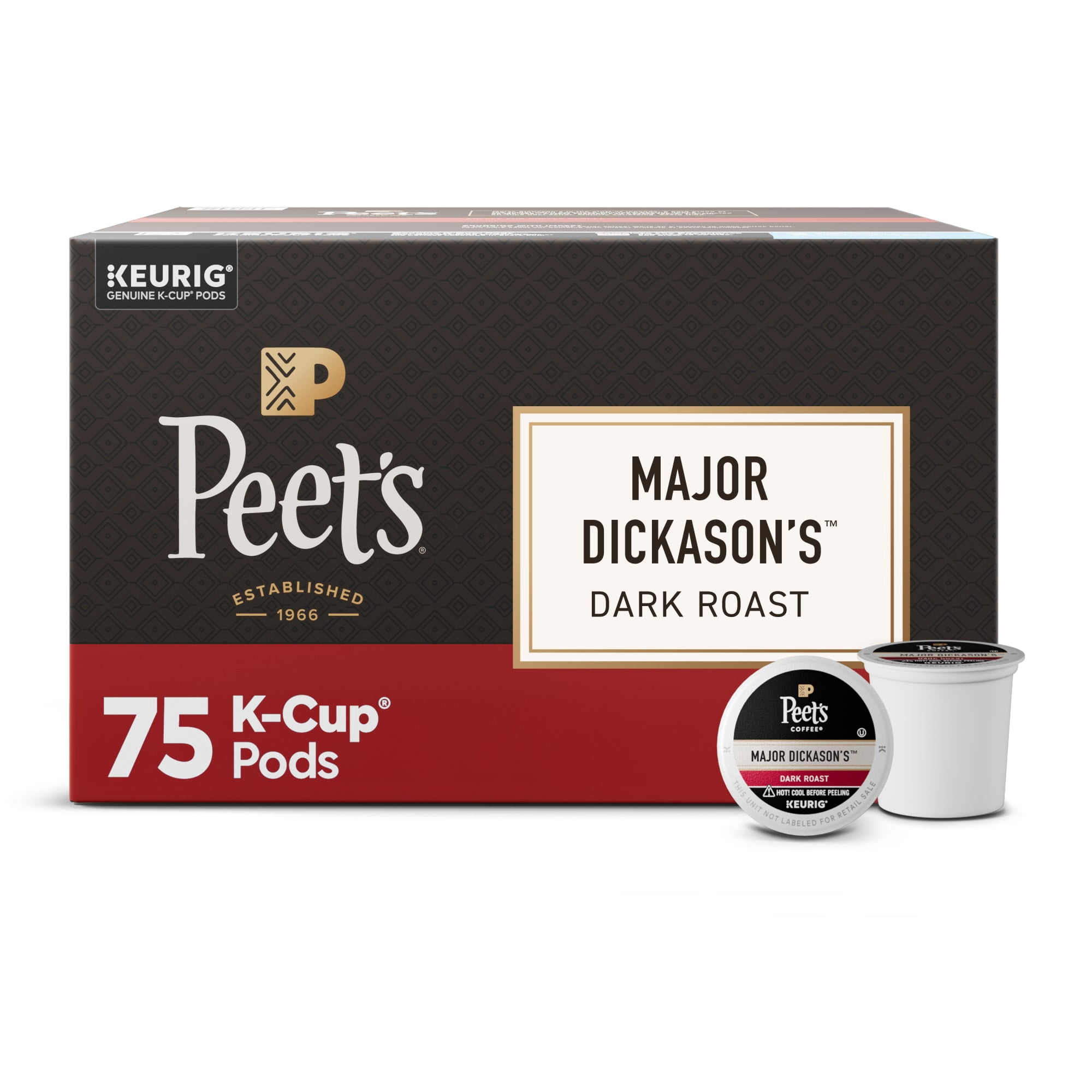 Peet's Coffee Major Dickason's Blend Premium Dark Roast K-Cup Coffee Pods, 75 Count