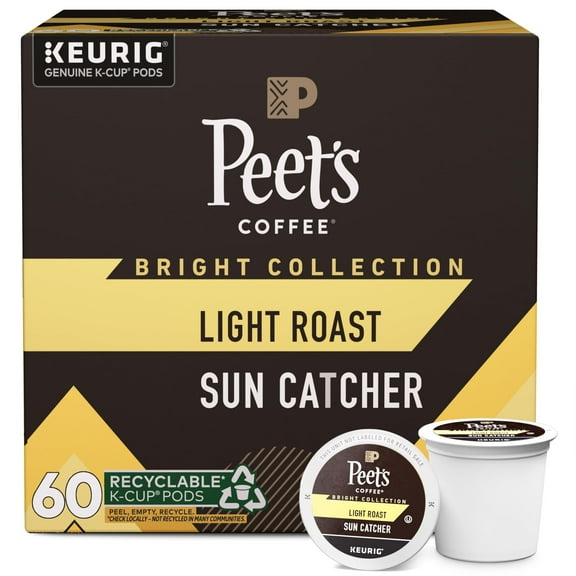 Peet's Coffee, Light Roast K-Cup Coffee Pods for Keurig Coffee Machines - Sun Catcher, 60 Count 6 Boxes of 10 K-Cup Pods