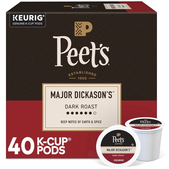 Peet's Coffee Major Dickason's Blend Coffee K-Cup Pods, Box Of 40
