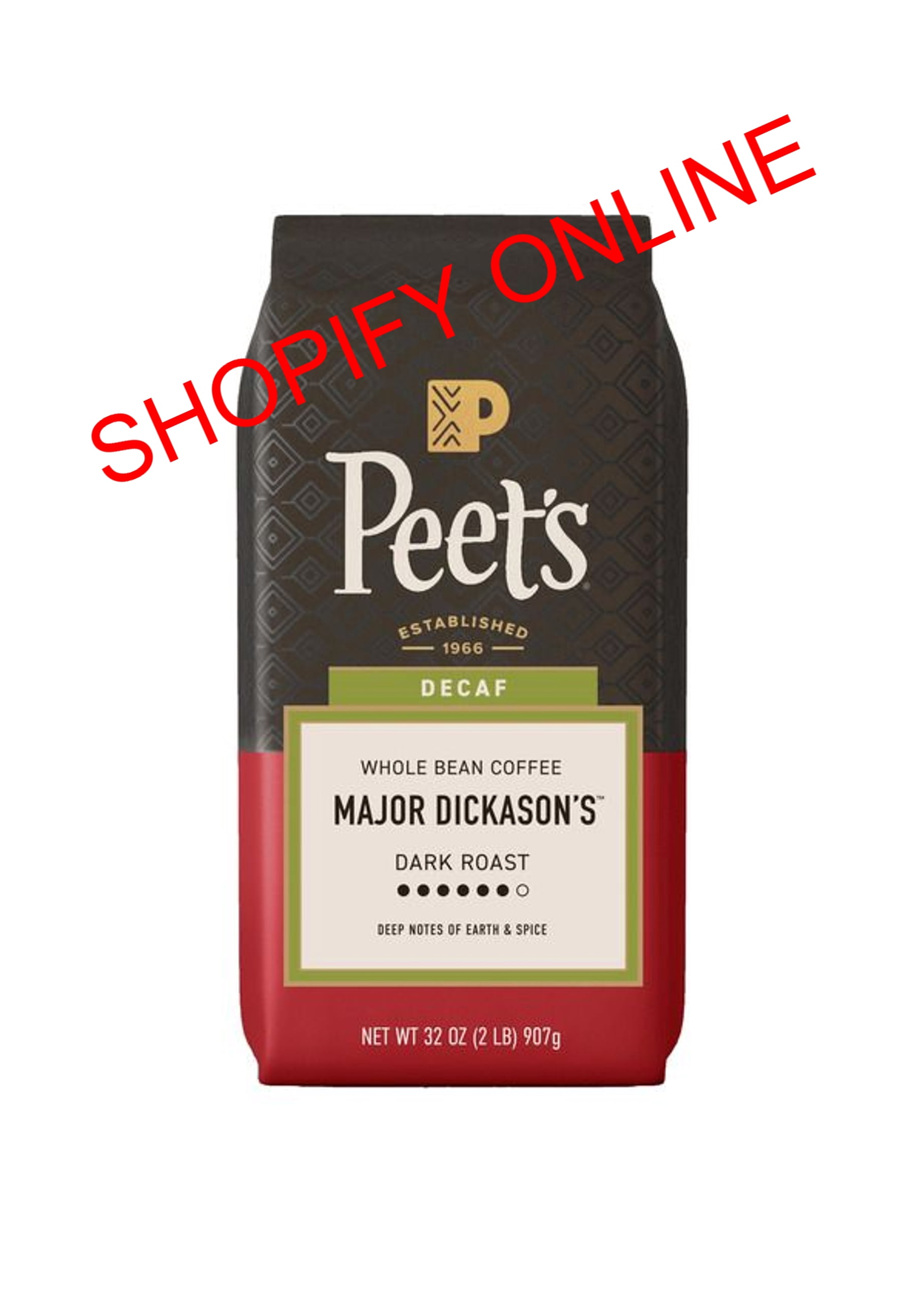 Peet's Coffee, Major Dickason's Blend Decaf Coffee, Dark Roast, Whole Bean, 2 lbs