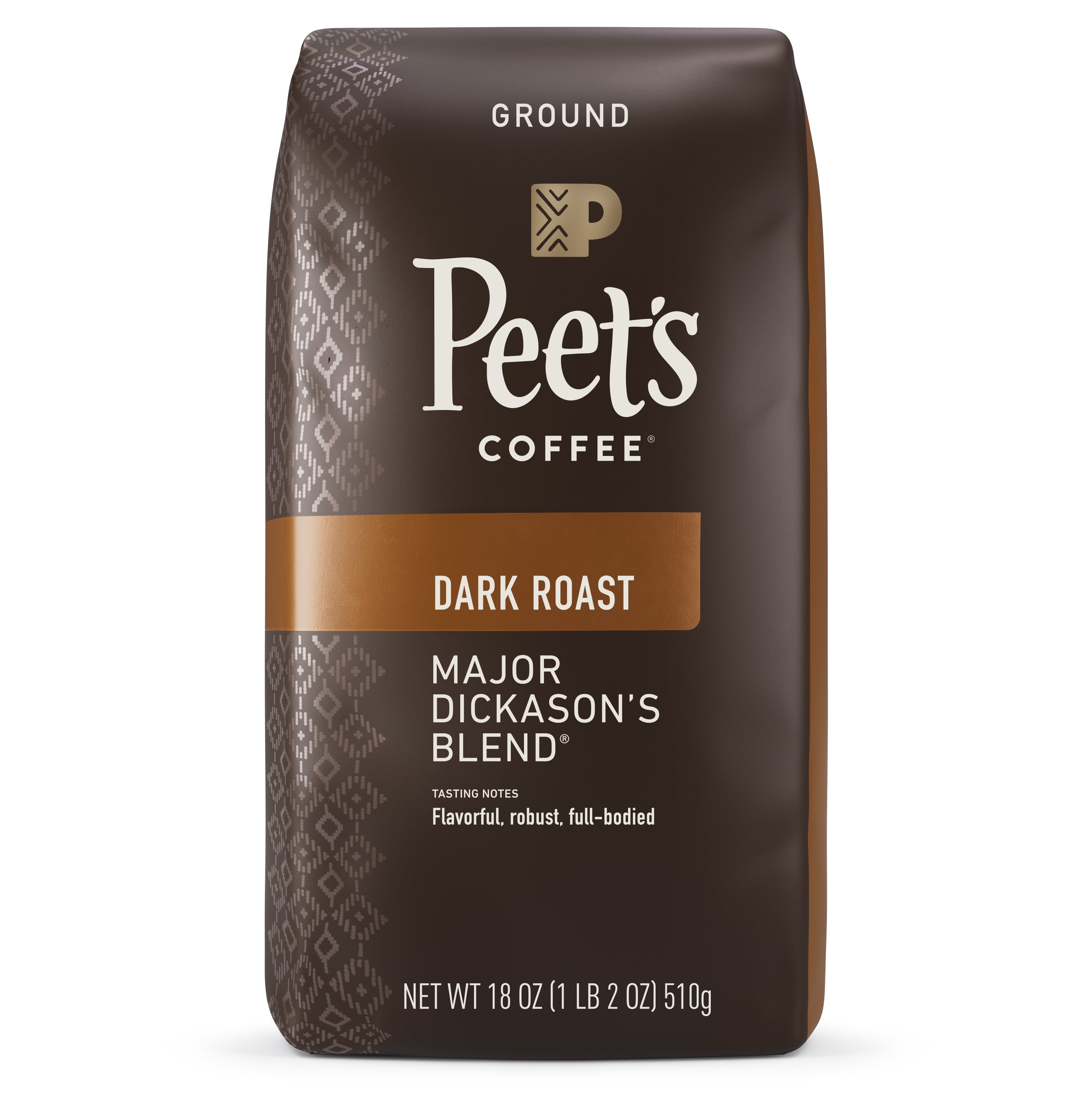 Peet's Coffee Major Dickason's Blend Premium Dark Roast Ground Coffee, Arabica, 18 oz