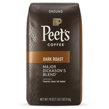 Peet's Coffee Major Dickason's Blend Premium Dark Roast Ground Coffee, Arabica, 18 oz