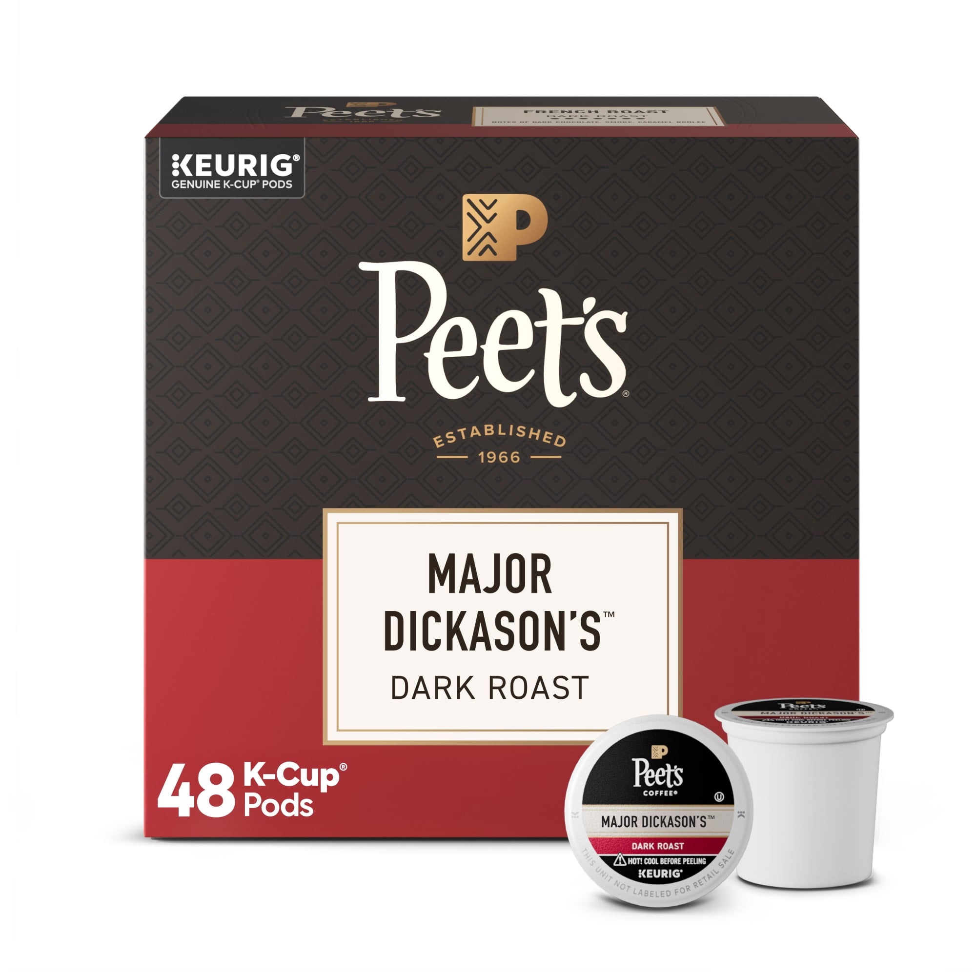 Peet's Coffee Major Dickason's Blend Premium Dark Roast Keurig K-Cup Pods, 48 Count