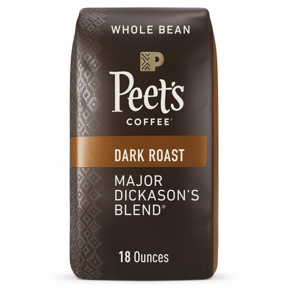 Peet's Coffee Major Dickason's Blend Whole Bean Coffee, Premium Dark Roast Coffee Beans, 100% Arabica, 18 oz
