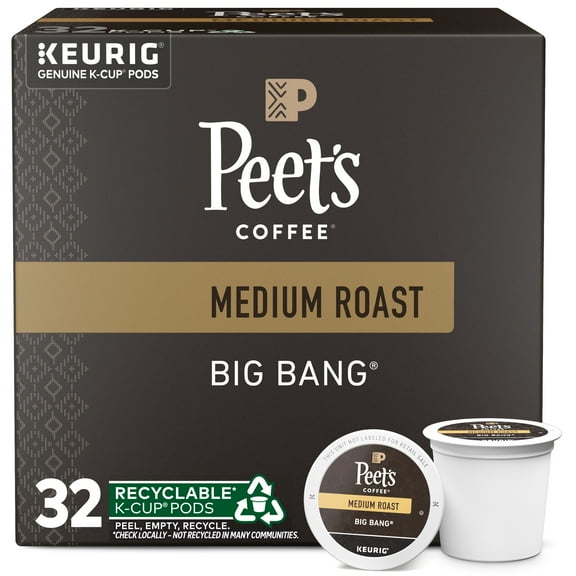 Peet's Coffee Big Bang Premium Medium Roast Single Serve Coffee Pods, 32 Count