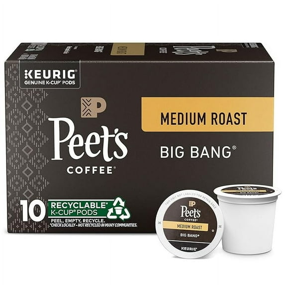 Peet's Coffee, Medium Roast K-Cup Pods for Keurig Brewers - Big Bang 10 Count (1 Box of 10 K-Cup Pods)