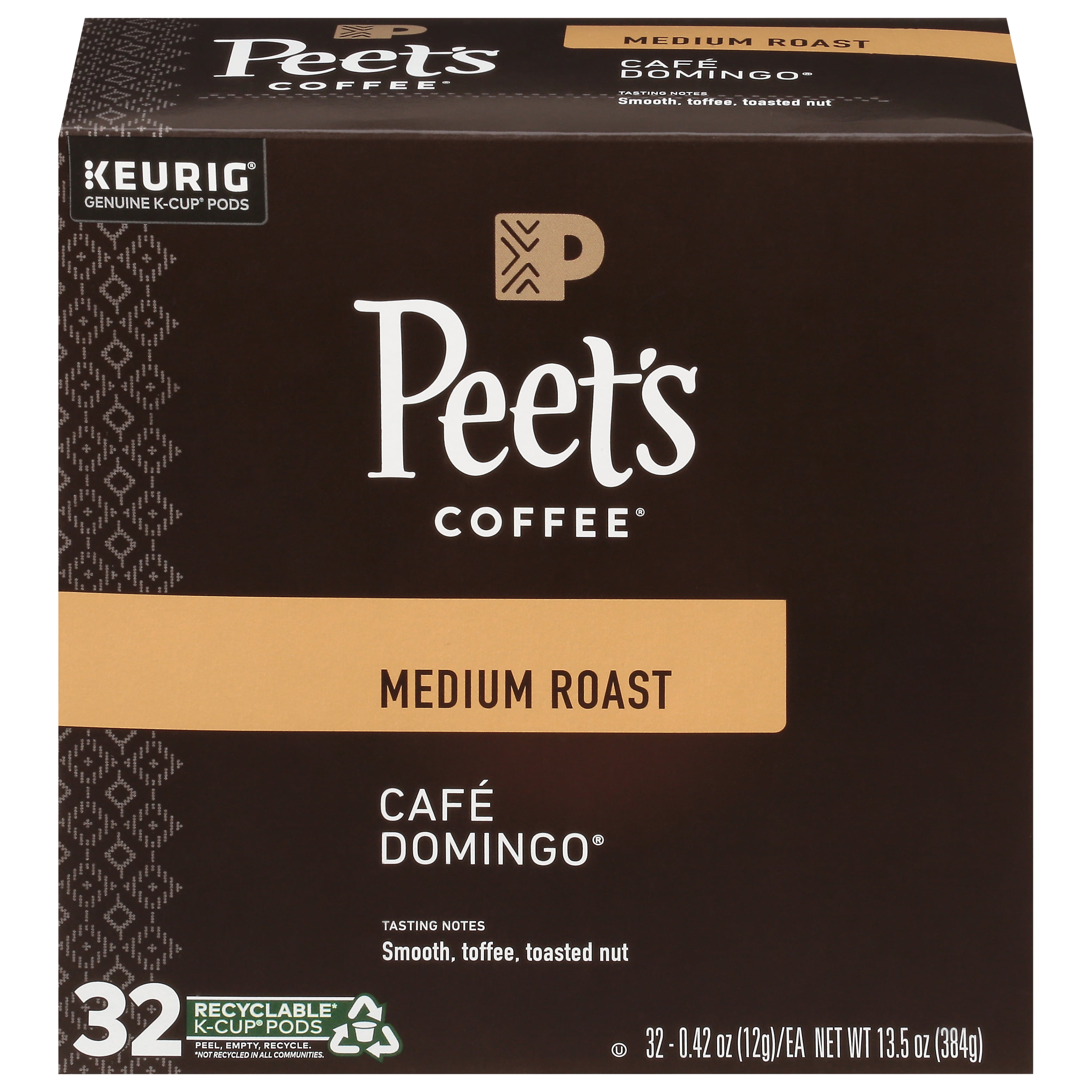 Peet's Coffee, Medium Roast K-Cup Pods for Keurig Brewers - Cafe Domingo 32 Count (1 Box of 32 K-Cup Pods)