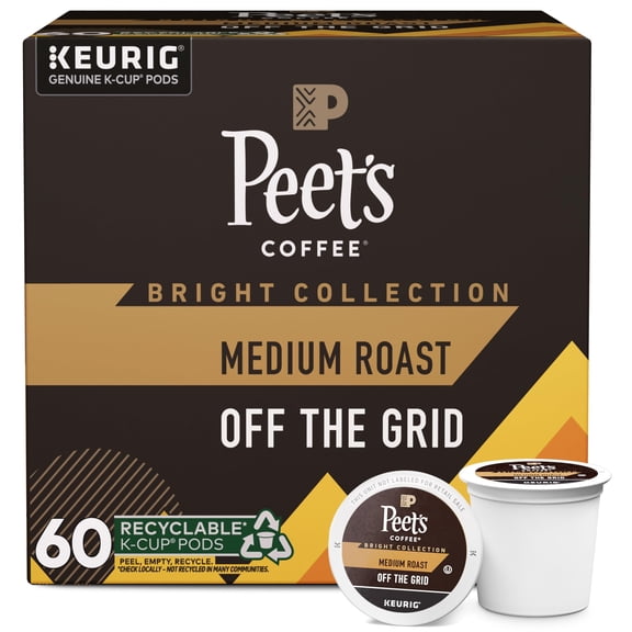 Peet's Coffee, Medium Roast Keurig K-Cup Pods, 100% Arabica Coffee - Off The Grid, 60 Count (6 Boxes of 10 K-Cup Pods)