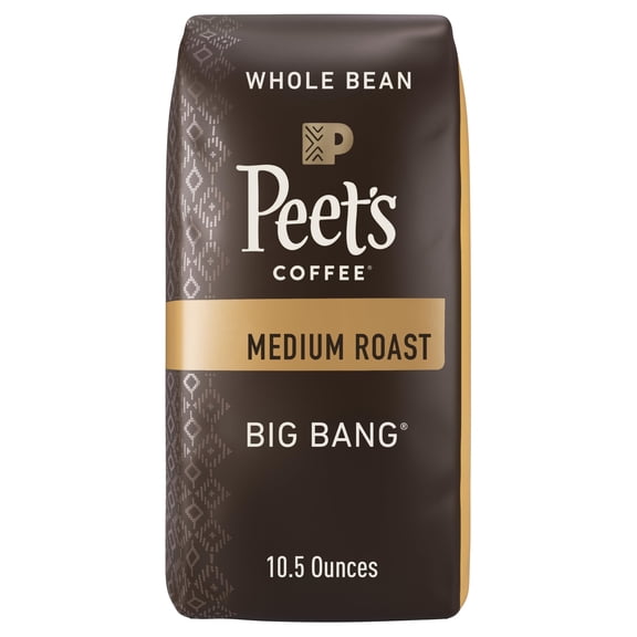 Peet's Coffee, Medium Roast Whole Bean Coffee - Big Bang 63 Ounces (6 Bags of 10.5 Ounces)