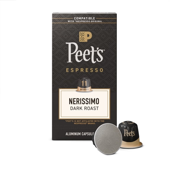 Peet's Coffee Nerissimo Premium Dark Roast Intensity 11 Espresso Coffee Pods, 10 Count