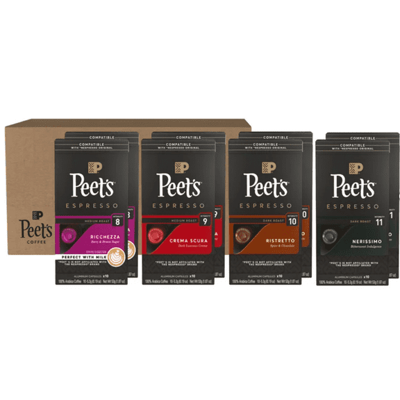 Peet's Coffee Nespresso Compatible Aluminum Capsules, 80-count