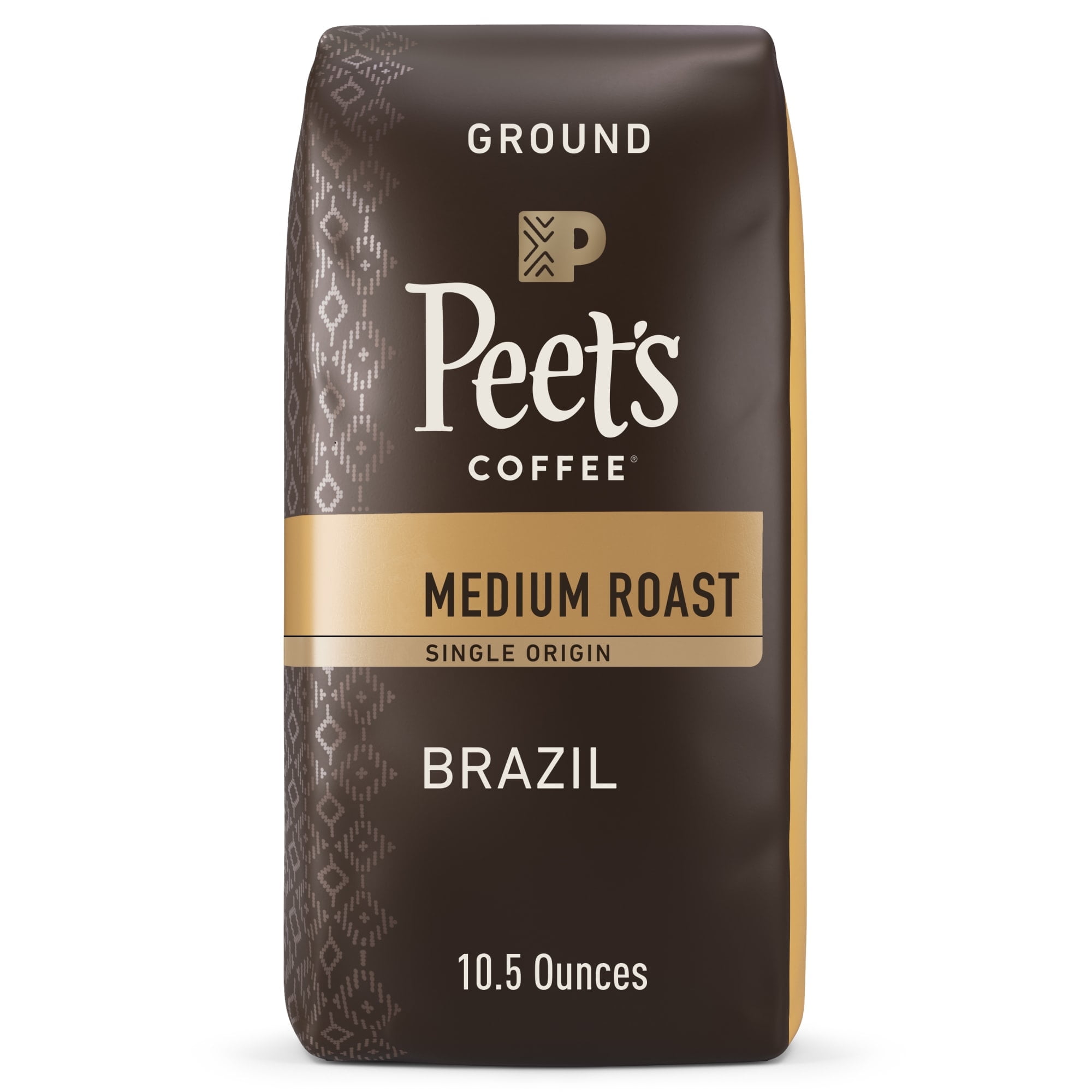 Peet's Coffee Single Origin Brazil Premium Medium Roast Ground Coffee, Arabica, 10.5 oz