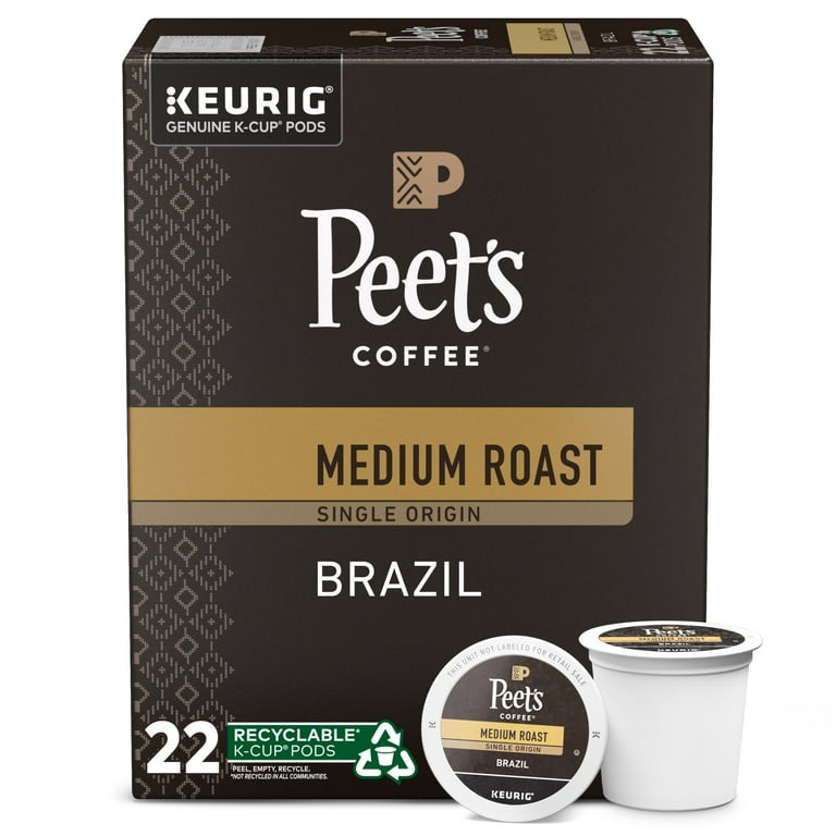 Peet's Coffee K-Cup Brazil Coffee - Compatible with Keurig Brewer - Medium - 22 / Box Peet's Coffee K-Cup Brazil Coffee - Compatible with Keurig Brewer - Medium - 22 / Box