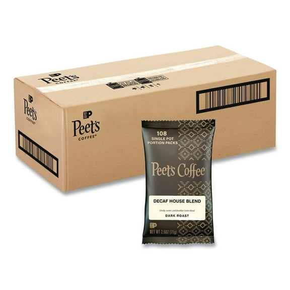 Peet's Coffee & Tea Coffee Portion Packs, House Blend, Decaf, 2.5 oz, 18/Box