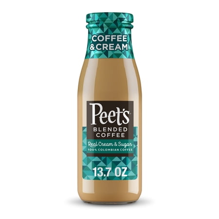 Peet's Coffee and Cream, Blended Iced Coffee Drink, 13.7 fl oz, Glass Bottle