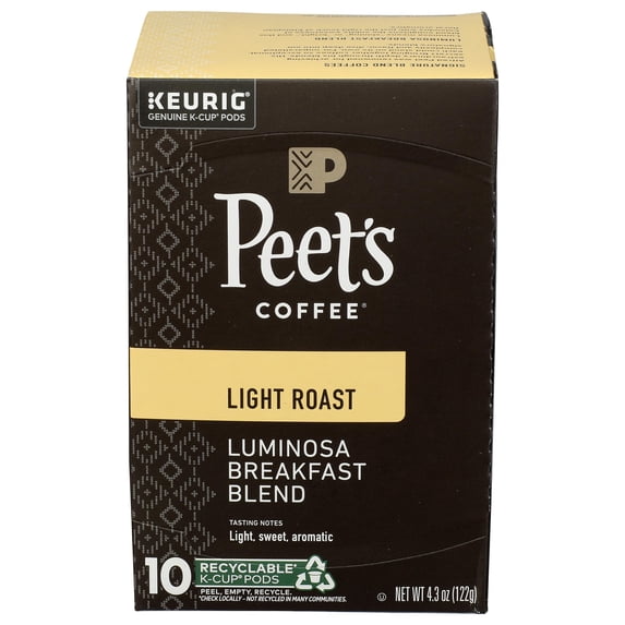 Peets Coffee Colombia Luminosa Light Roast Coffee K-Cup Coffee Pods (10 Count)