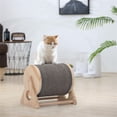 thumbnail image 1 of Pefilos 10" Cat Scratching Post with Sisal Wheel, Cats Scratcher Toy Interactive Wood Durable Scratch for Indoor Kitties, Beige, 1 of 9