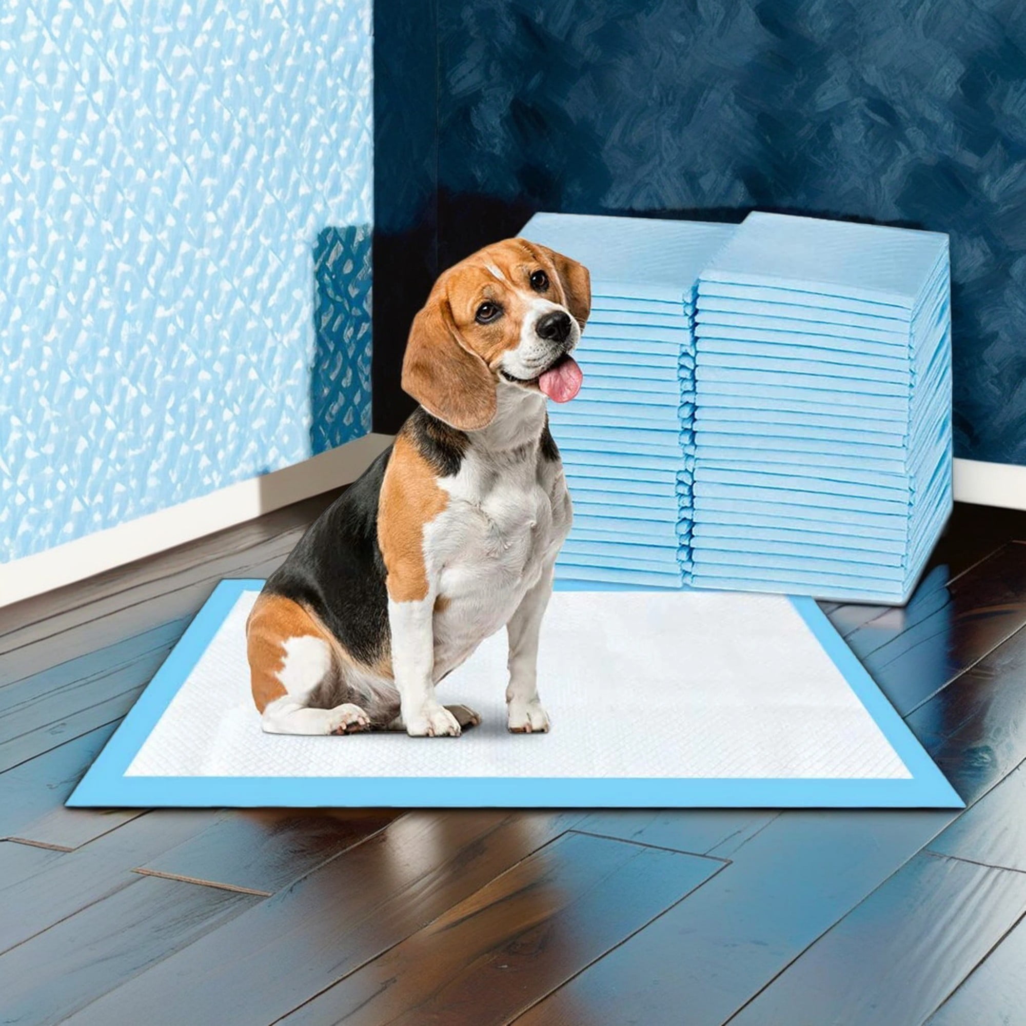 Pefilos 100pcs Dog and Puppy Pads with Leak-Proof Quick-Dry Design for Potty Training, Absorbent Dog Pee Pads, 22 x 22", Blue Pefilos 100pcs Dog and Puppy Pads with Leak-Proof Quick-Dry Design for Potty Training, Absorbent Dog Pee Pads, 22 x 22", Blue